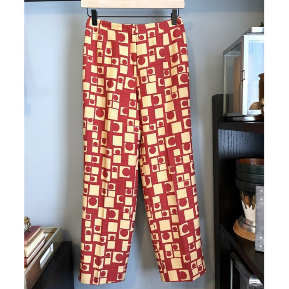 Vintage Talbots Geometric Silk Pants (Orange/Tan) 2P